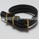Black Gray Stripe Color PVD Gold 24mm Zulu Watch Strap thumbnail-3