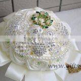 Graceful Wedding Bouquet With Rhinestones Satin Silk Ribbons Pearls Jewels Bridal Bouquet Bridesmaid Bouquet thumbnail-4
