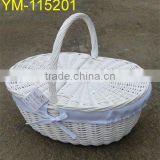 white wicker picnic basket with lining