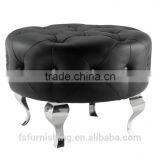 JR-01 Modern Contemporary White Color Genuine Leather Crystal Tufted Leisure Neoclassic Stools Ottoman Chair thumbnail-4