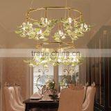 Royal Exquisite Handmade Porcelain and Crystal Green Floral Chandelier for Dining Room BF12-04284b thumbnail-1