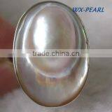 Fashion Lady Pearl Ring Silver Golden Ring Tahitian Pearl Ring thumbnail-2