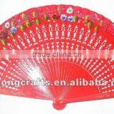 Hand Paited Spanish Wood Fan With Flower Pattern thumbnail-1