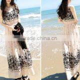 New Design Chiffon Flower Print Pleated Mini Skirt thumbnail-1
