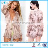 2017 Hot Summer Fashion Womens Jumpsuits Sexy Lace V-Neck With Belt Jumpsuits