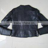 Custom Fashionable Short Style pu Leather Lady Slim Jacket thumbnail-2