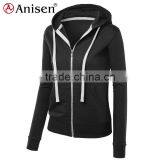 Oem Service 100% Cotton Slim Custom Women Zipper Hoodies thumbnail-5