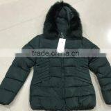 Lady Black Padded Jacket With Fur Hoody in Winter China Stock thumbnail-1