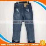 Women Latest Design Straight Pants Jeans With Holes thumbnail-5
