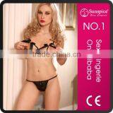 2015 New Style Sexy Mesh Set Satin & Stretch Lace Erotic Stretchy Thong&stockings Transparent Mini Mesh Set Passional Ornament thumbnail-2