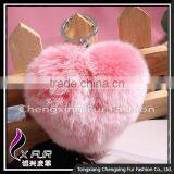 CX-R-46 Heart-Shaped Lovely Decoration High Quality Rex Rabbit Fur Keychain thumbnail-3