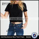 MGOO Custom Plain Women's T Shirt Fashion 65% Polyester 35% Cotton Lace-up Front Corset T Shirts thumbnail-1