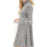Trendy Marled Blend Knit Turtle Neck Long Sleeves Comfortable Custom Knit Dress thumbnail-3