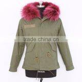 Myfur Customized Color and Size Baby Pink Raccoon Fur Hooded Ladies Parka thumbnail-2