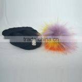 Myfur Rainbow Color Real Fur Pompom Woolen Knit Beanie Hat Wholesale thumbnail-6