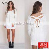 Autumn Criss Cross Top Backless Knitted Sweater Women 2017 Spring Oversized Knitwear Loose Jumpers White Pullover thumbnail-5