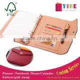 25K PU Leather Planner 3-fold Cover Custom Loose Leaf Binding Organizer Agenda Embossed/gold Foil in Logo thumbnail-1