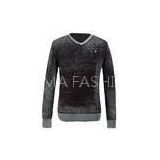 European style Black full sleeve Mens Knitted Sweaters with V Neck for Boys