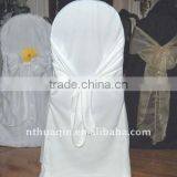 White Scuba Chair Cover With Cross Sash on the Back High Quality Decorative Chair Cover Round Top Poly Jersey Chair Cover