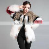 SJ045-01 China Glossy Sumptuous Raccoon Knitted Fur Coats/Women Coats With Out Lining/Multicolor Fur Coats thumbnail-3