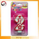 Fancy Party Number 2 Red Birthday Candle