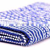 Indian Indigo Blue Abstract Design Kantha Quilt Handmade Bedspread Throw Cotton Queen Size Blanket Patchwork Print thumbnail-3