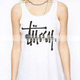 T-WV509 Women's 100% Cotton White Custom Logo Tank Tops thumbnail-2