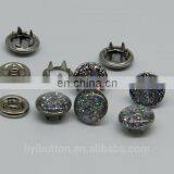 Fancy High Level Brass Material Silver Glitter Power Ring Snap Button for Babies Cloth
