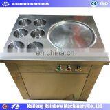 High Quality Fried Frozen Yogurt/Soft Ice Cream Machine/Double Flat Round Pans Fry Roll Ice Cream thumbnail-1