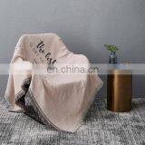 RAWHOUSE Nordic Pink Gray Plain Color Cotton Throw Blanket Woven thumbnail-4