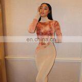 LAITE D2182 2020 Autumn&winter Fashion Contrast Color Printed Women Maxi Dresses Casual Dresses thumbnail-7