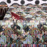 Indian Decorative Handmade Paisley Black Gudri Reversible Vintage Kantha Print Bohemian Quilt