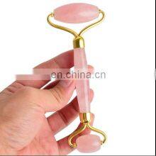 DIY Custom design Rose Quartz natural green color jade stone face roller for massage