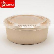 Single use paper take away salad bowl with plastic lid