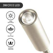 Meanyee Wall Mount Reading Lamp Headboard Bedside Lights With Switch/Flexible Gooseneck/Surface/Brushed Nickel/3000K LED/MY-WN188N thumbnail-4