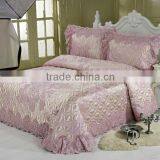 Luxury Flower Pattern Jaquard Bedding Set In Pink Color thumbnail-1