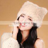 Lovely Korean Style Rabbit Fur Winter Beanie Animal Ear Hatcute Fluffy Headwear thumbnail-2