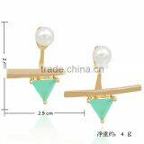 New Fashion Small Geometry Gold Ear Huggie Post Pearl Earrings Design For Girls thumbnail-2