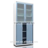 Upper Glass Swing Door Lower Tambour Door Steel Cupboard
