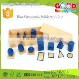 Educational Montessori Math Toys Blue Geometric Solids with Box