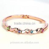 New 18k Rose Gold Filled Twist Clear Austrian Crystal Wrist Bracelet Bangle Jewelry thumbnail-6