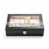 10 Slot Black Leather Plastic Box Wrist Watch Display Box thumbnail-2