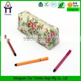 Flower coated canvas waterproof pencil case bag for teenagers
