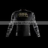 Polyester Spandex Long Sleeves Drunk Tank Black Compression Shirt/Rash Guard With Club Logo Player Name and Numbers at Sleeves