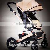 European Standard Style Foldable Anti-shock High View Carriage Infant Stroller Pushchair Pram(Golden)