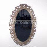 Oval Metal Mirror With Anqitue Golden Finish