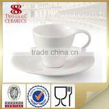 White China Elegant Tall Ceramic Coffee Mug With Saucer