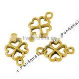 Antique Golden Metal Heart Clover Connectors(KK-P4893-G)