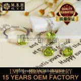Hot Sale Jewellery Set 18K Gold Plated 925 Sterling Silver Precious Natural Olivine Gemstone Pendant Ring Jewelry Set thumbnail-1