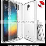 Samco Crystal Clear PC Back TPU Bumper Drop Protective Shock Absorbing Attached Dust Cap Case for Xiaomi Redmi Note 2